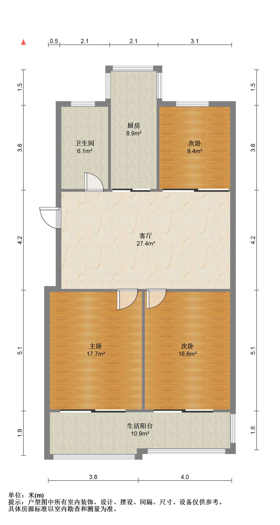 前景花苑 3室1厅1卫 110m&sup2;
