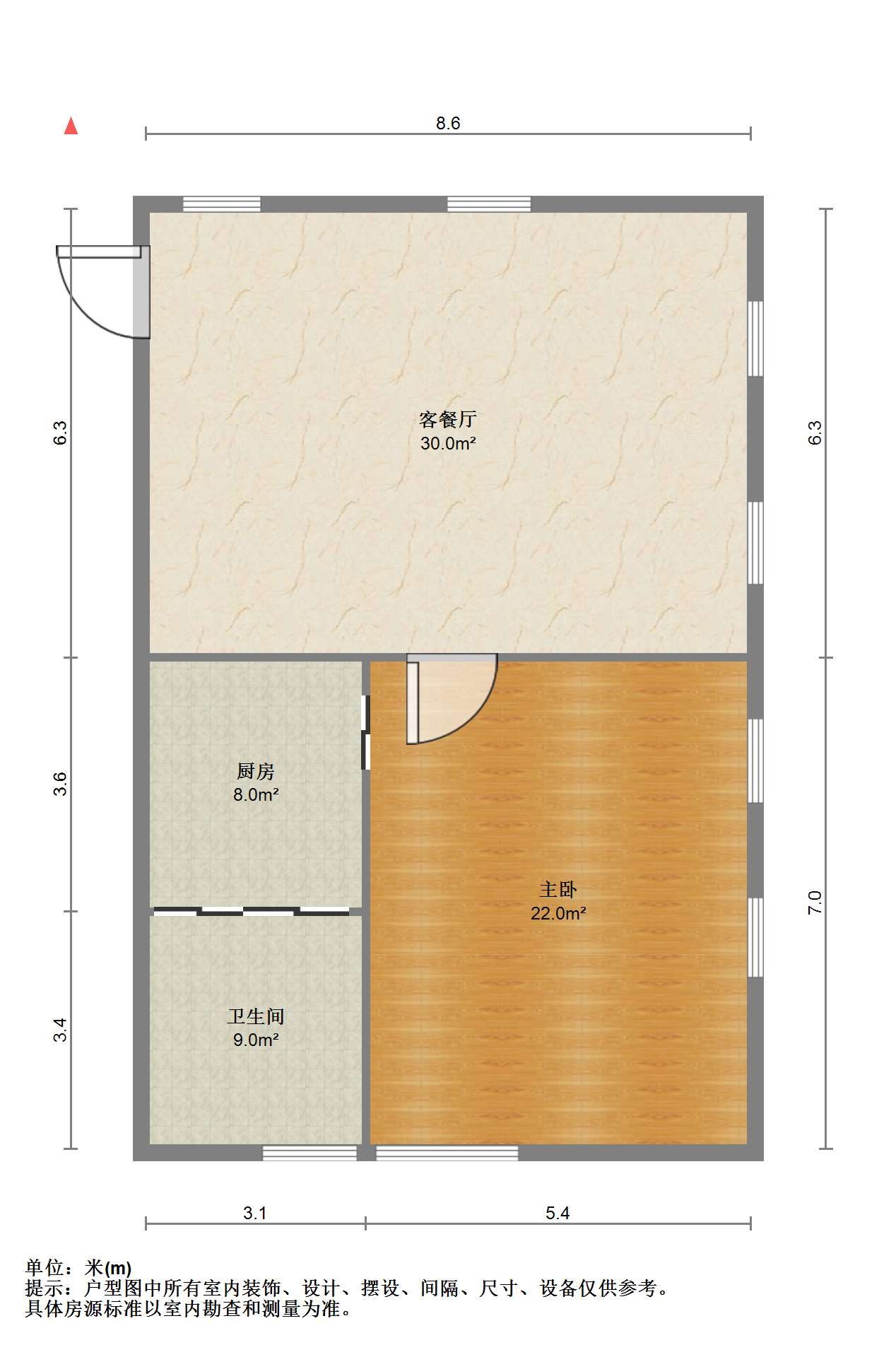 越江新村 1室1厅1卫 80.00m&sup2;