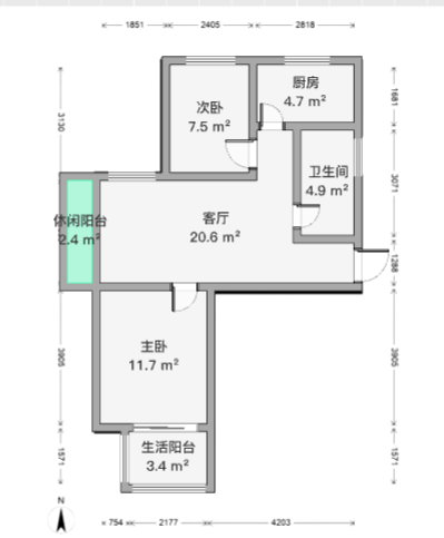 惠泽苑 2室1厅1卫 88m&sup2;