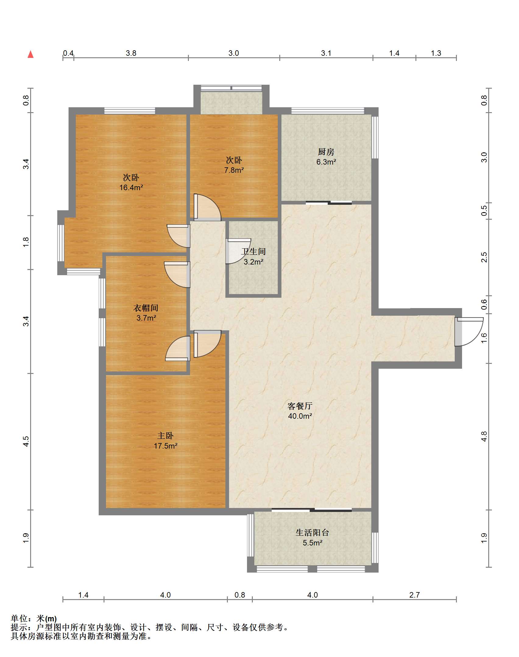 优山美地花园北区 3室2厅2卫 122m&sup2;