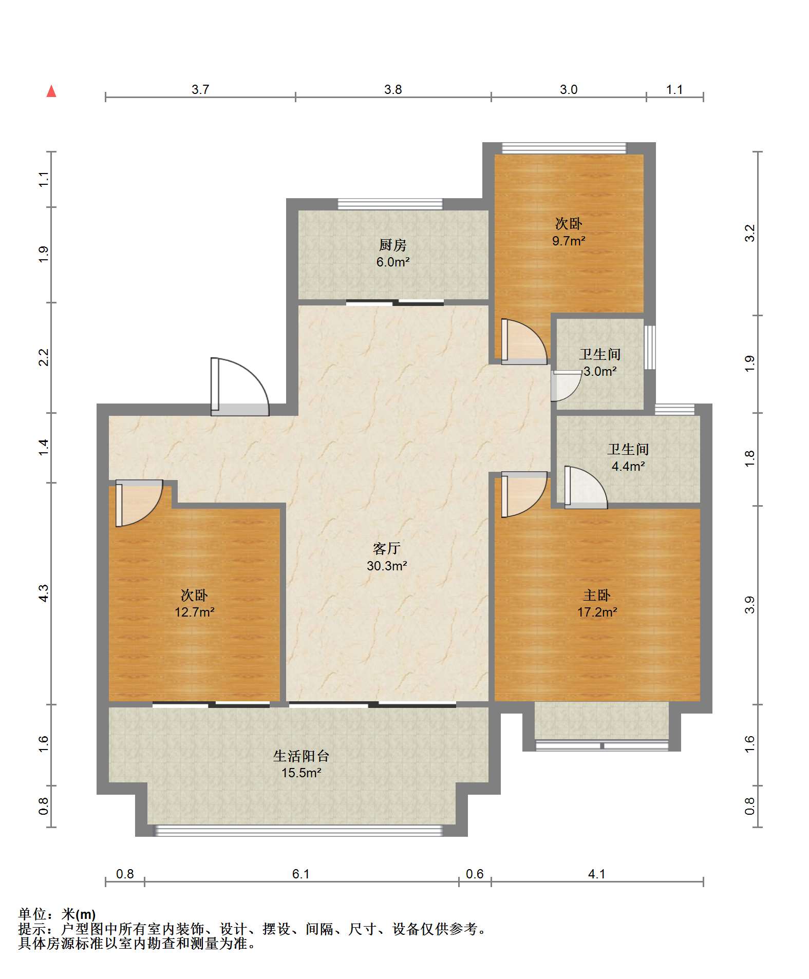 远创樽樾 3室2厅2卫 123.81m&sup2;