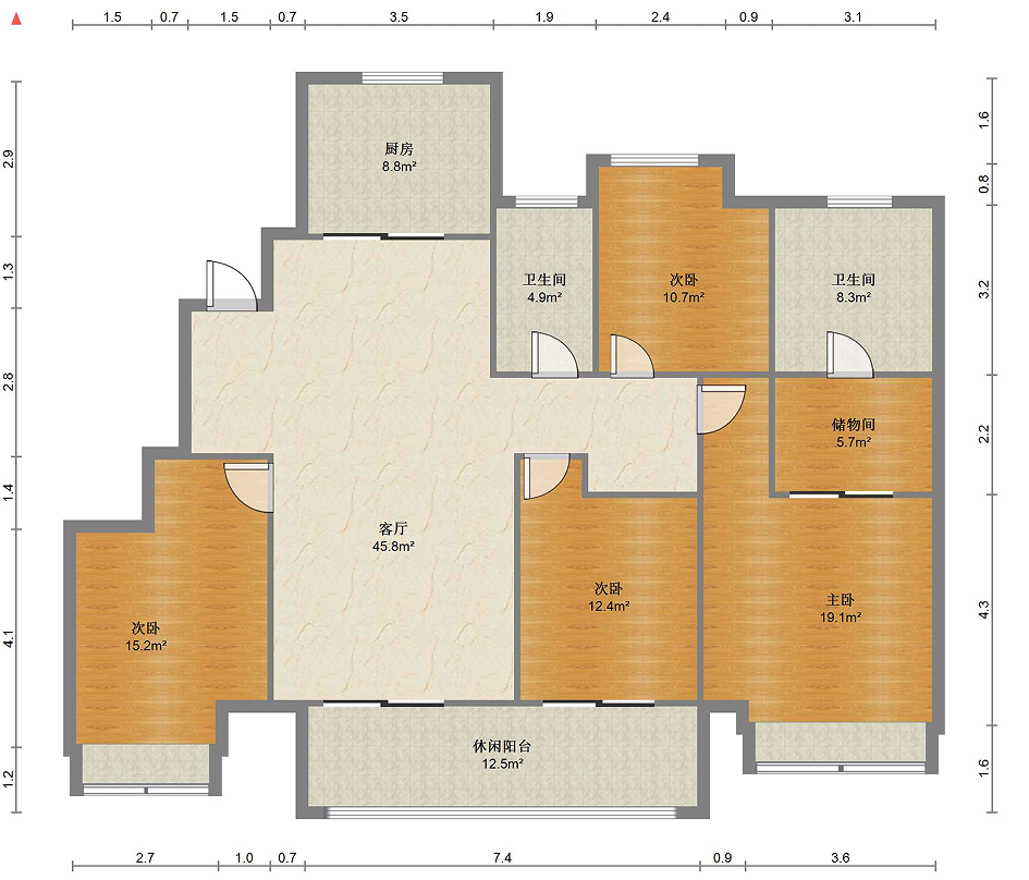 富力院士廷 4室2厅2卫 140m&sup2;