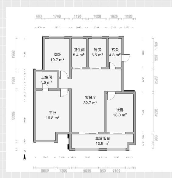 中创大都会 3室2厅2卫 123m&sup2;