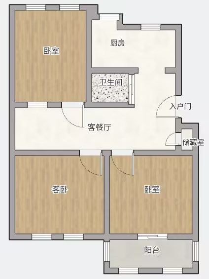 白家园 3室2厅1卫 86.43m&sup2;