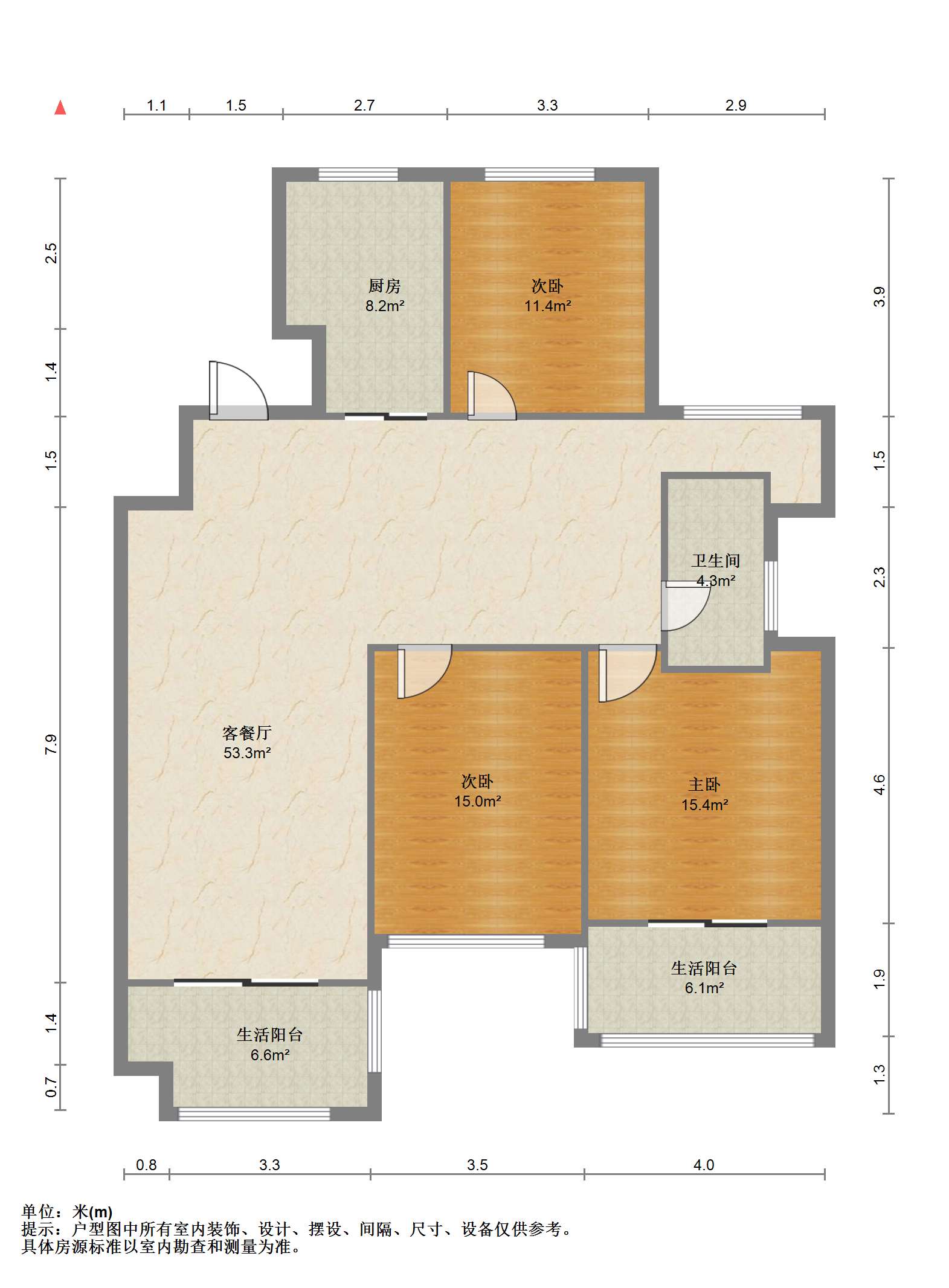 盛和九里香堤一期 4室2厅1卫 135.00m²