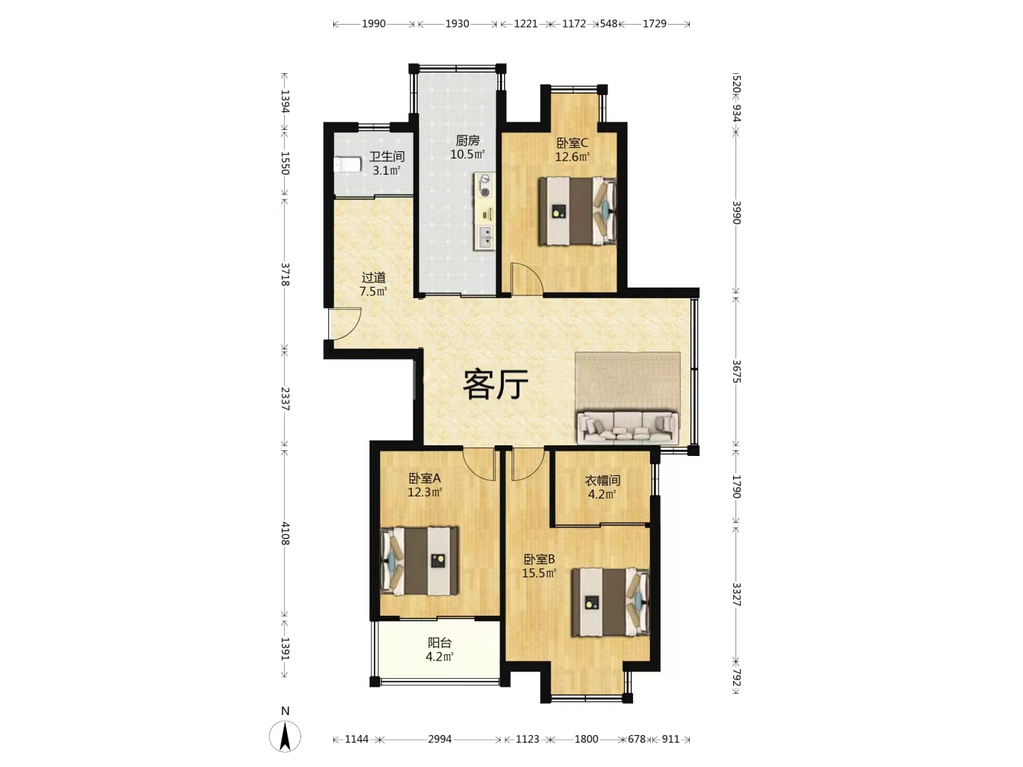 融悦华庭 3室2厅2卫 128.6m&sup2;