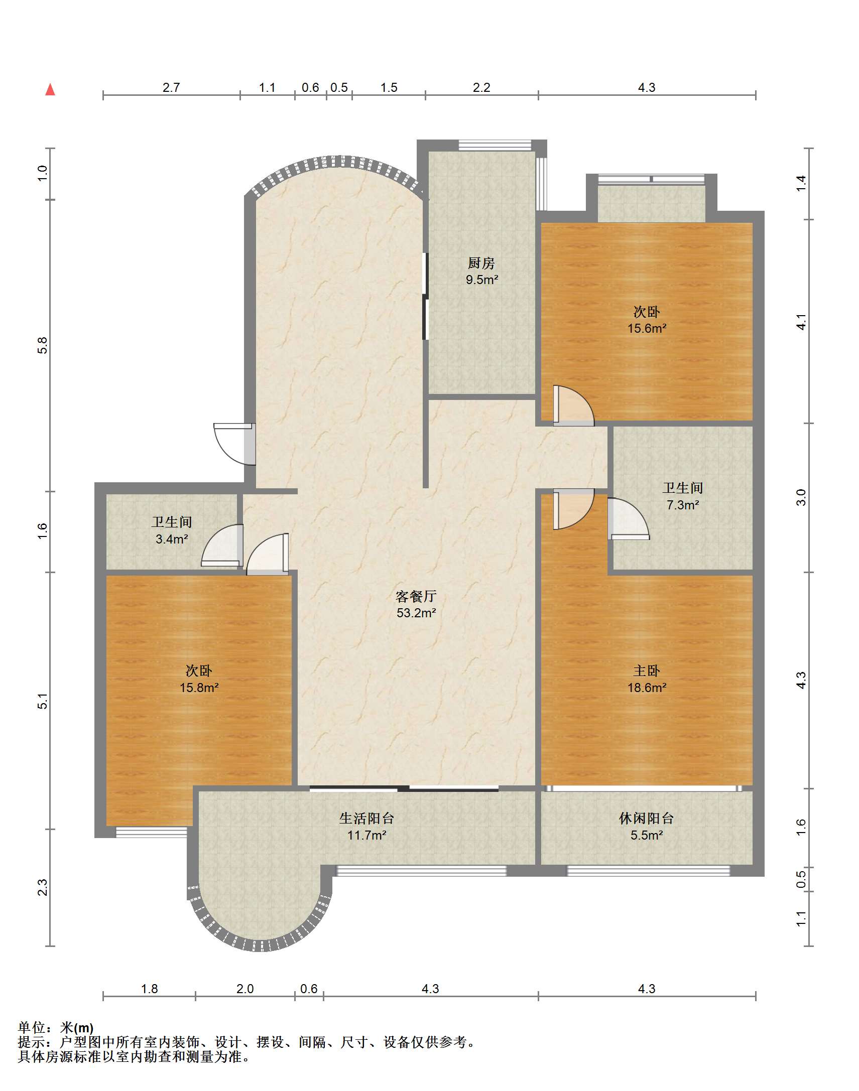 军山花园 3室2厅2卫 141.66m&sup2;