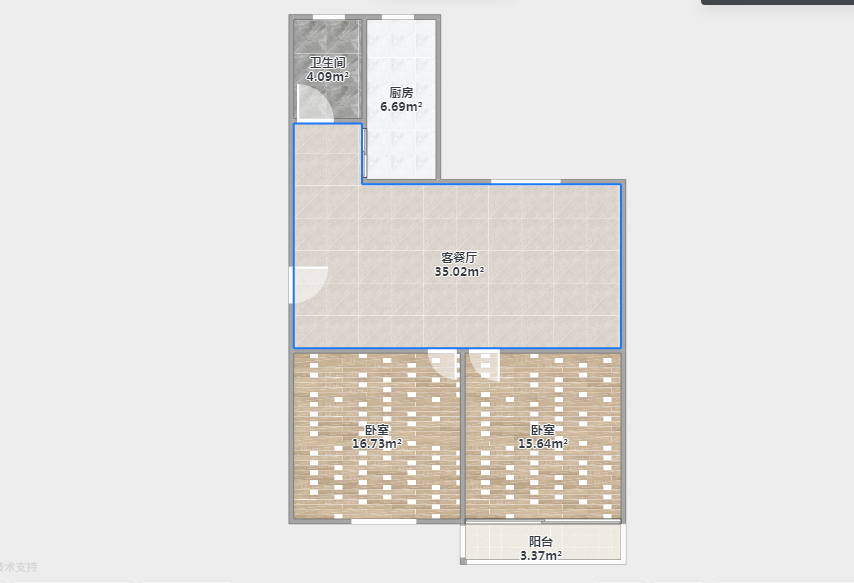 新桃园 2室1厅1卫 79.44m&sup2;