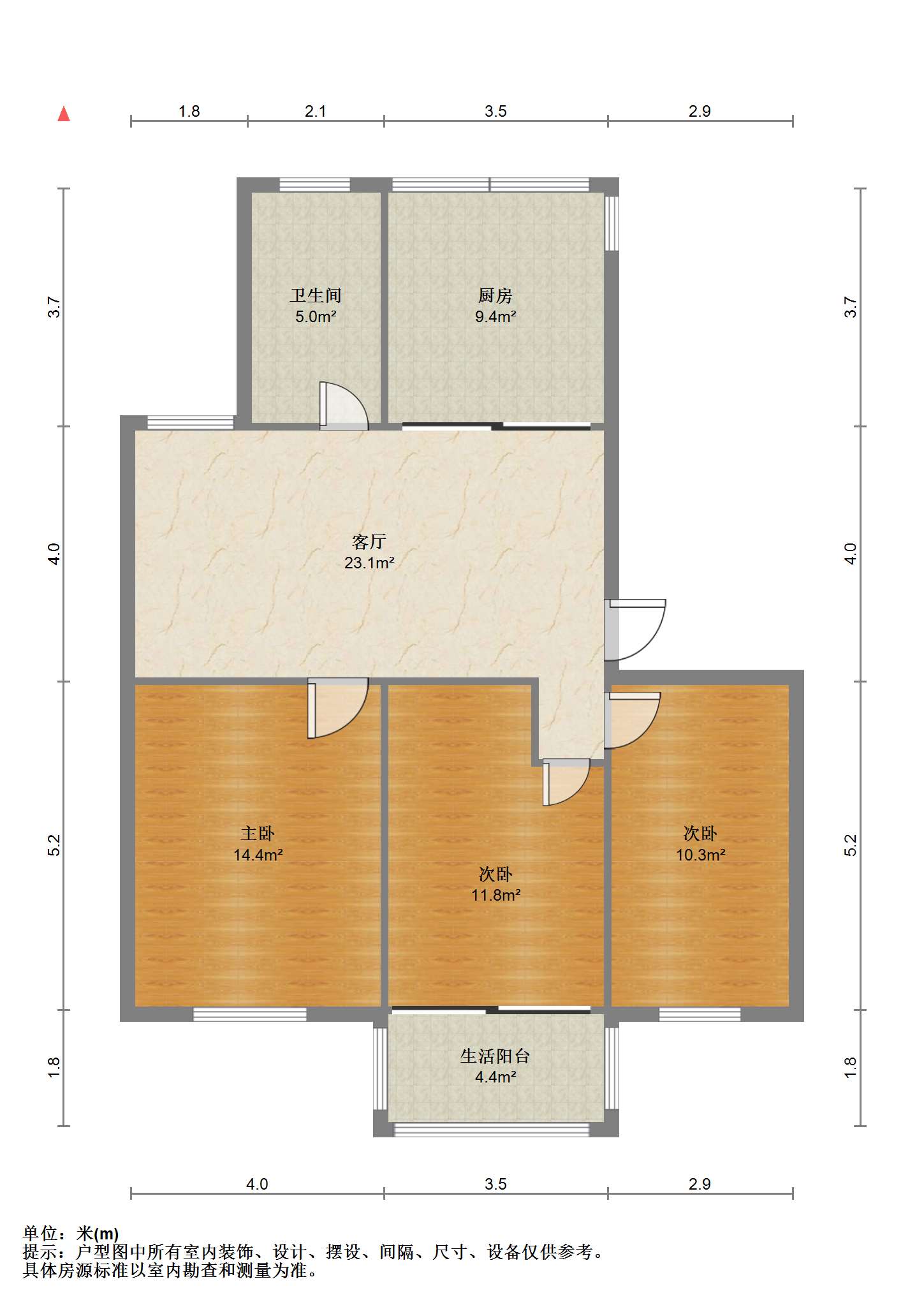 天勤家园 3室1厅1卫 92m&sup2;