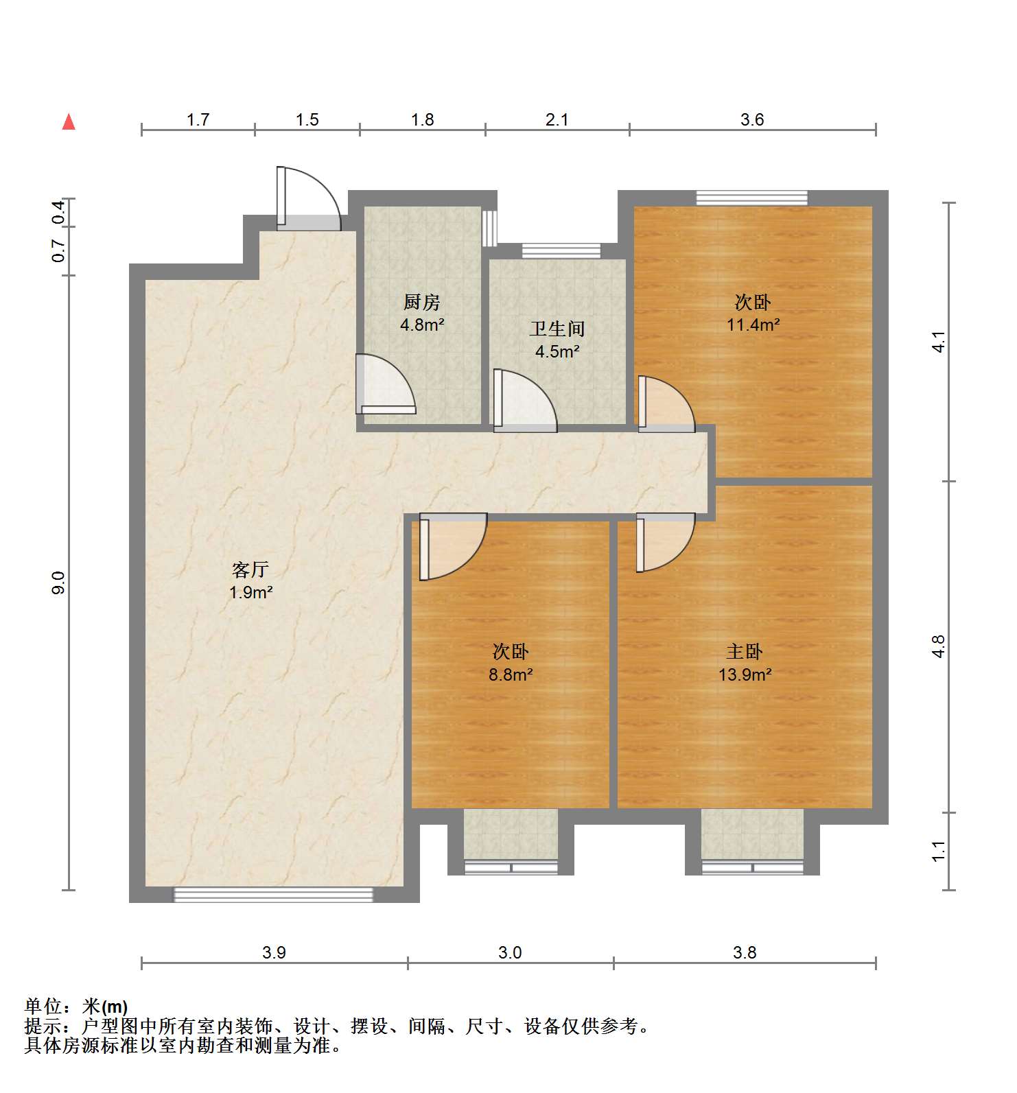 华润悦锦湾 3室1厅1卫 96m&sup2;