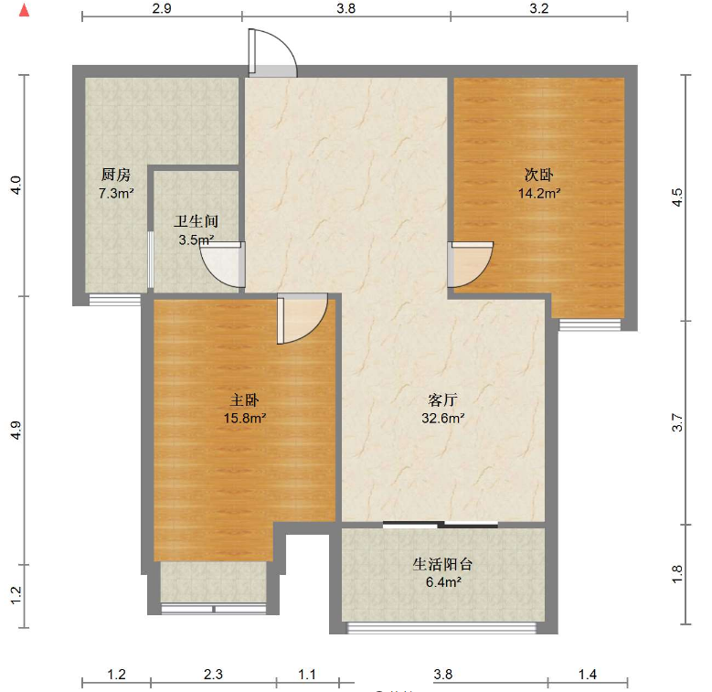 南山湖一号 2室2厅1卫 99.00m&sup2;