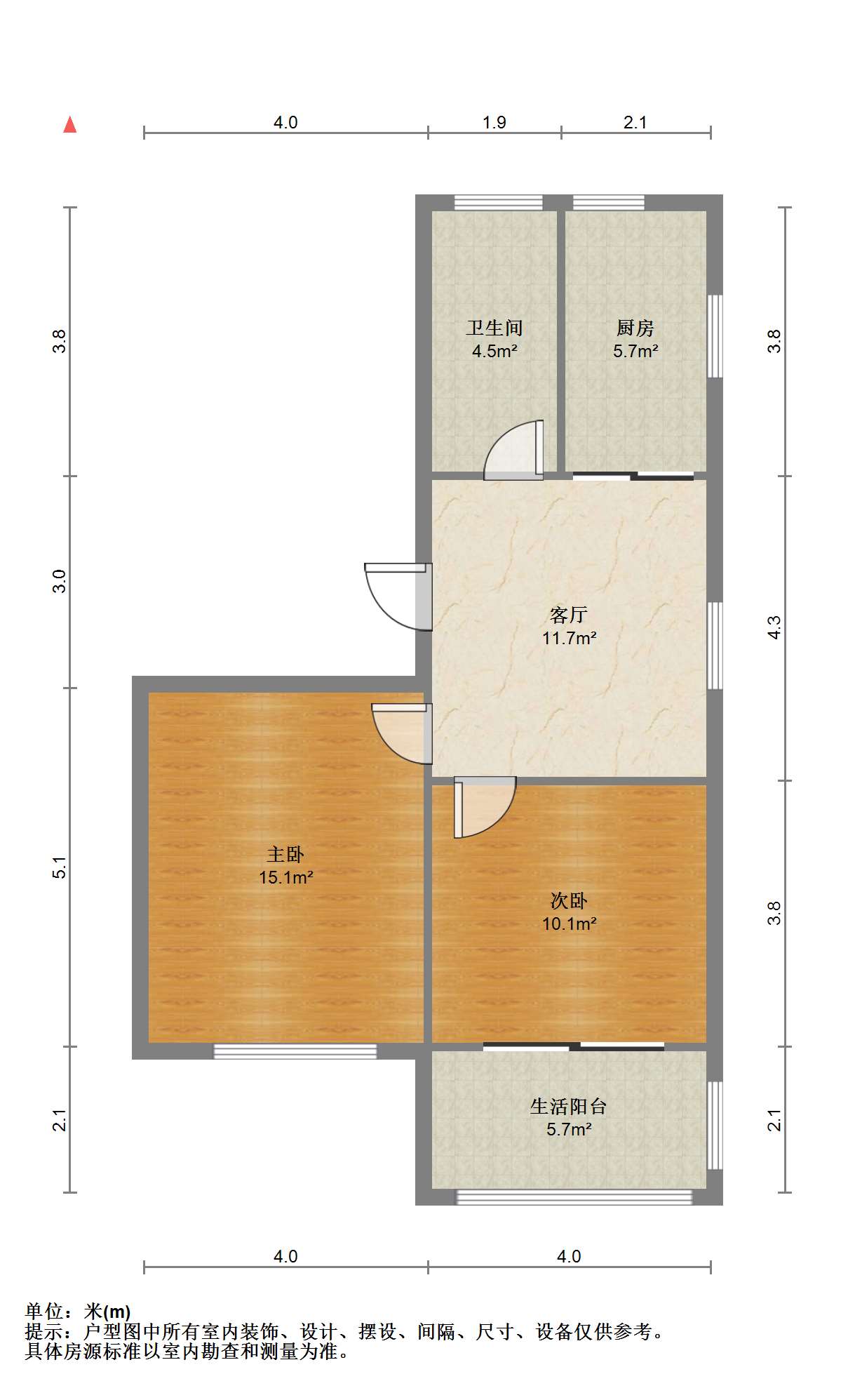 朱家园(跃龙小区) 2室1厅1卫 65.56m²