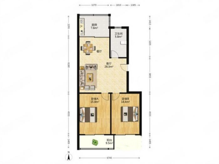 怡园新苑 2室1厅1卫 92.72m&sup2;