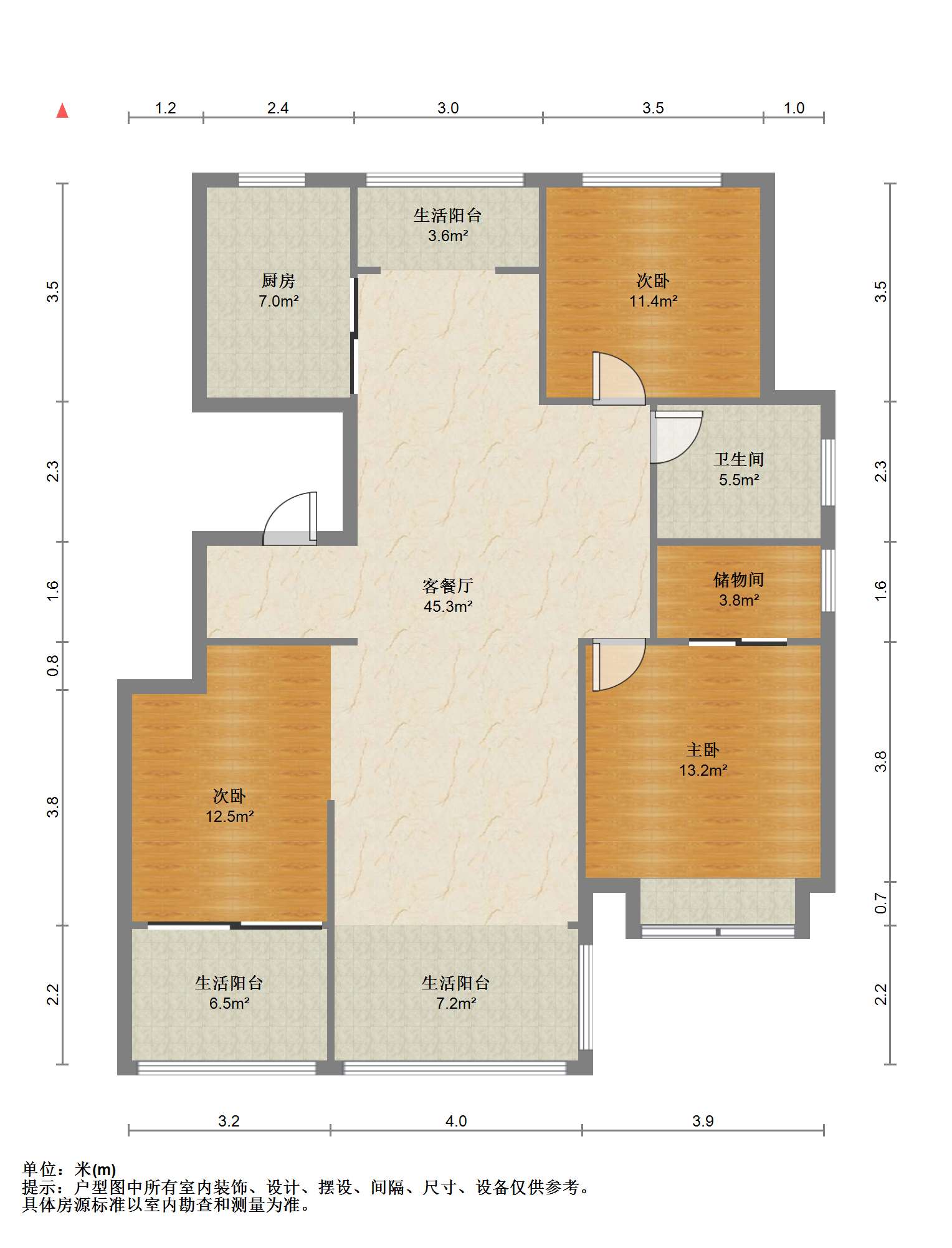 万濠山庄 3室2厅1卫 143.00m&sup2;