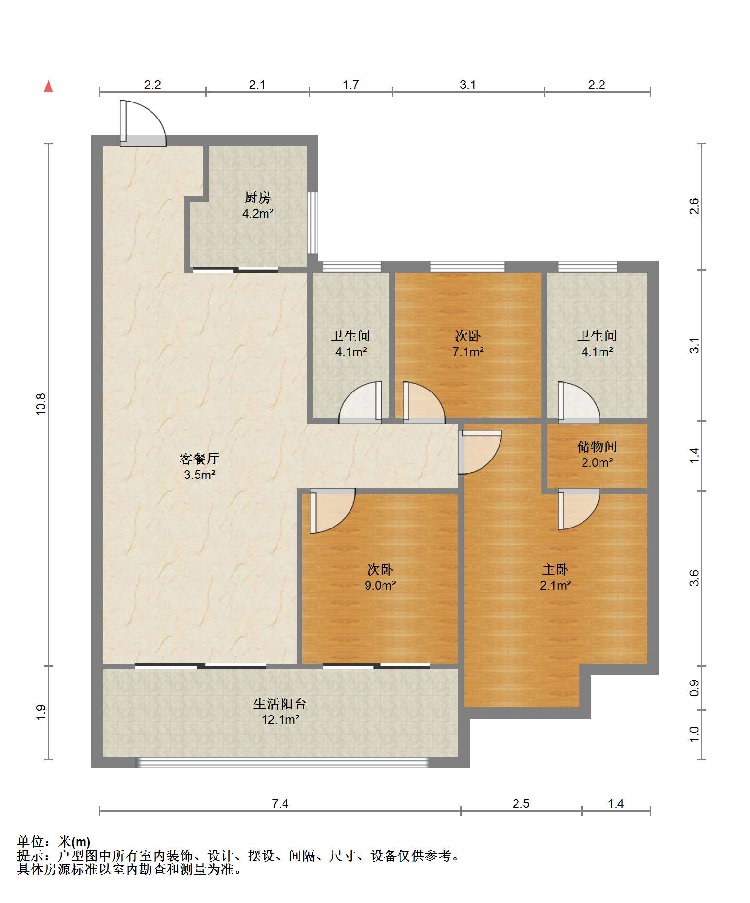 华润悦府 3室2厅2卫 108.98m&sup2;