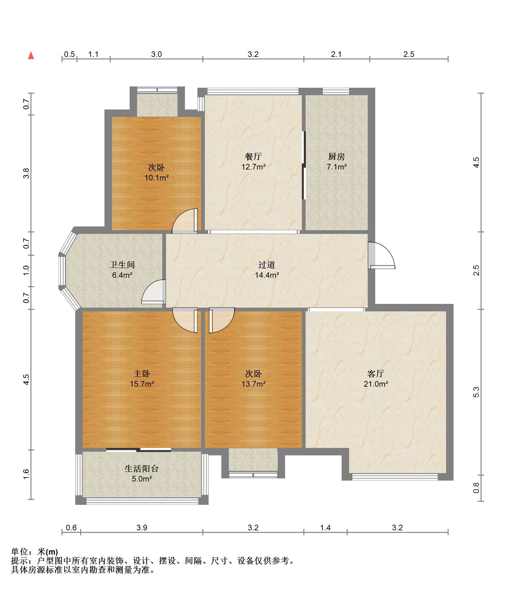 长航地中海花园 3室2厅1卫 126.00m&sup2;
