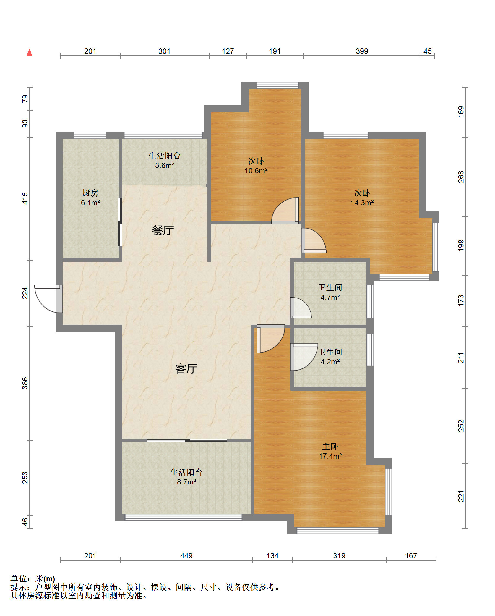 苏建学府雅居 3室2厅2卫 135.5m&sup2;