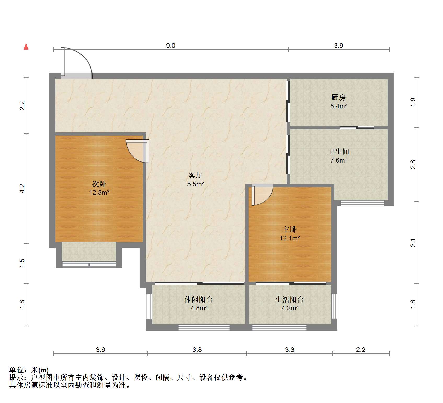 银洲&middot;皇家花园 2室2厅1卫 114m&sup2;