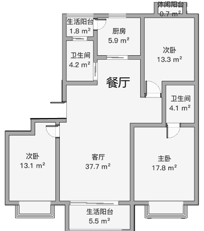 尚海湾 3室2厅2卫 135.53m&sup2;