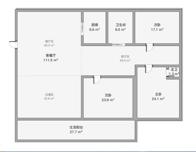亚太苑 3室2厅2卫 140.5m&sup2;