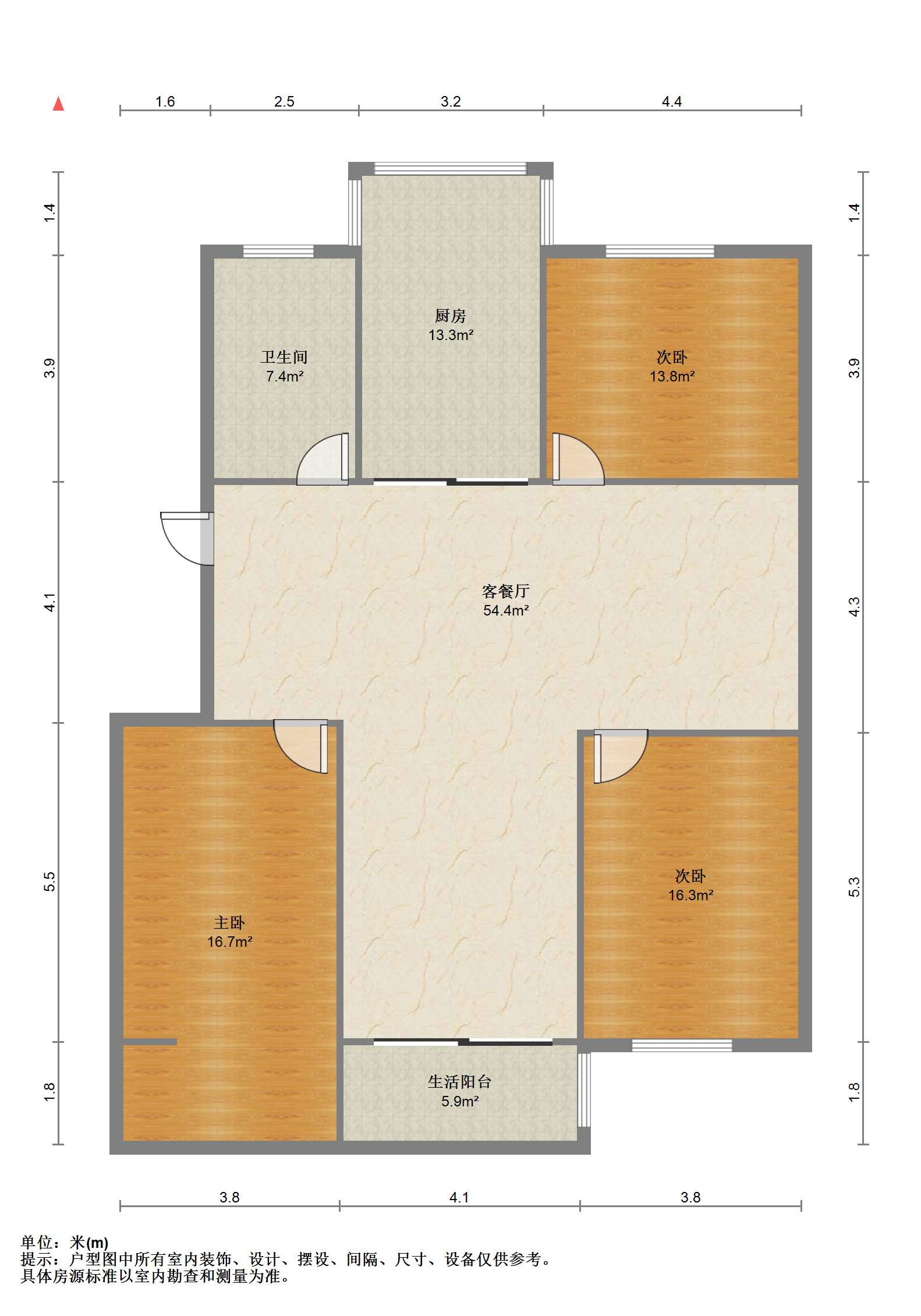 怡居北苑 3室2厅1卫 134.00m&sup2;