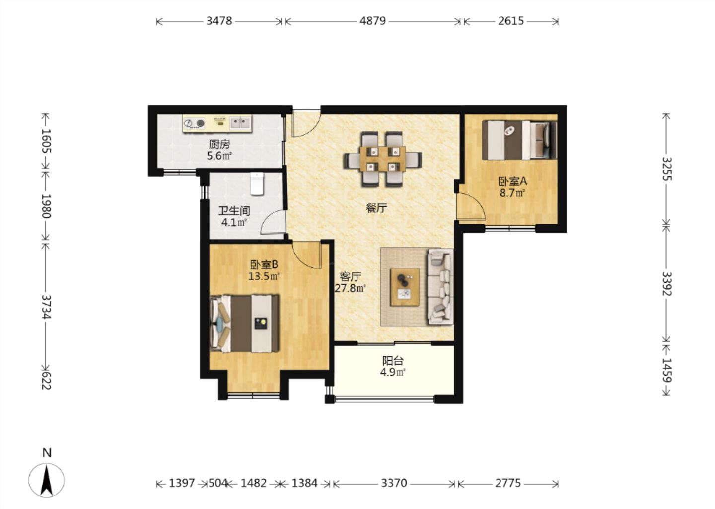 华润悦锦湾 2室1厅1卫 88.38m&sup2;
