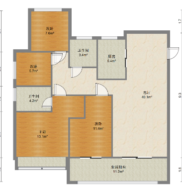 时光漫城 4室2厅2卫 124.94m&sup2;