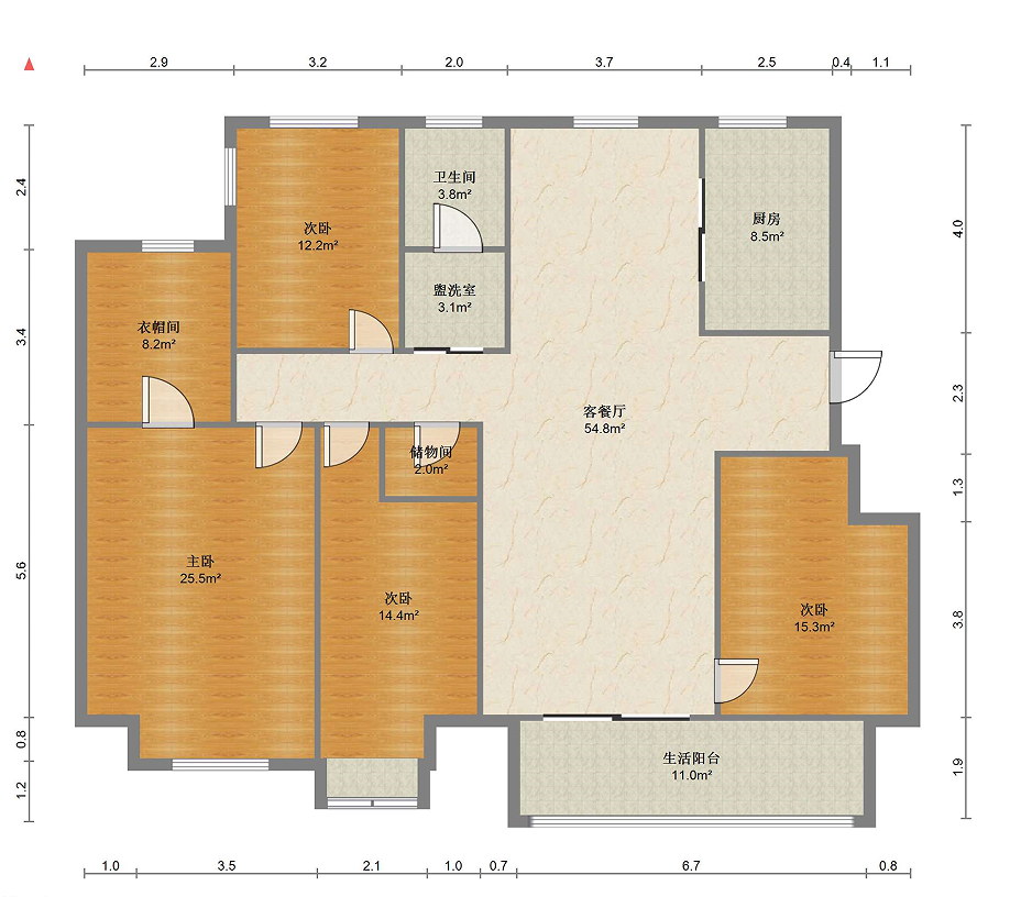 中南万科大都会 4室2厅2卫 156m&sup2;