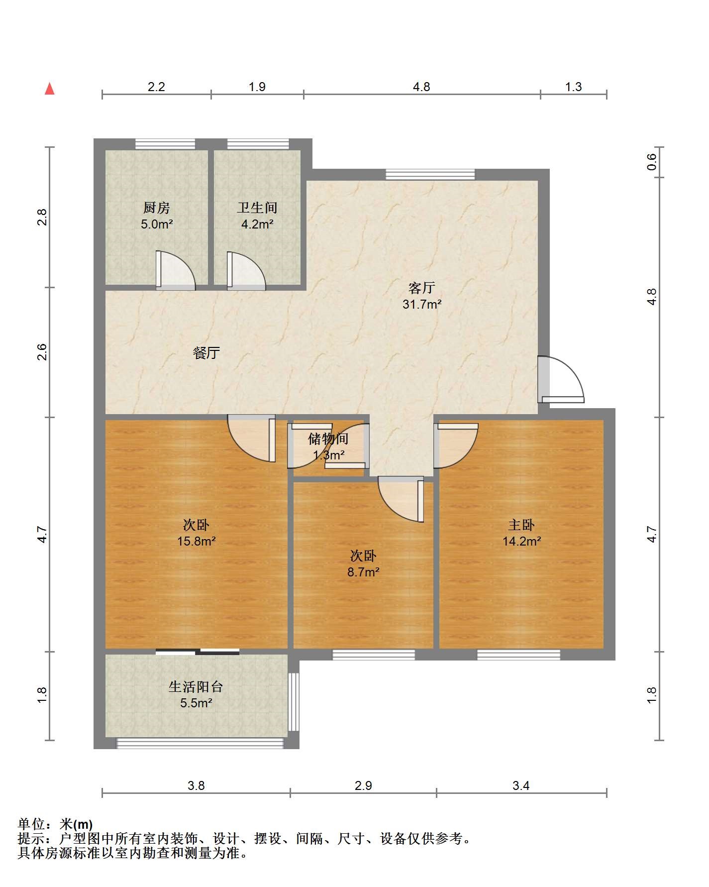虹桥北村(崇川区) 3室2厅1卫 93.02m&sup2;