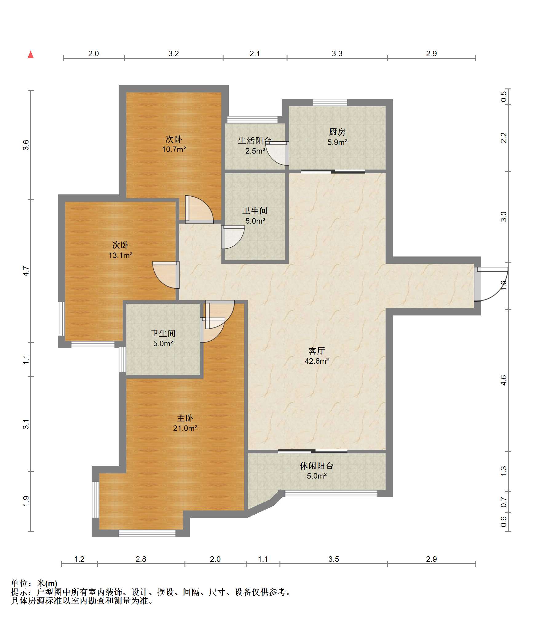 优山美地花园北区 3室2厅2卫 126m&sup2;
