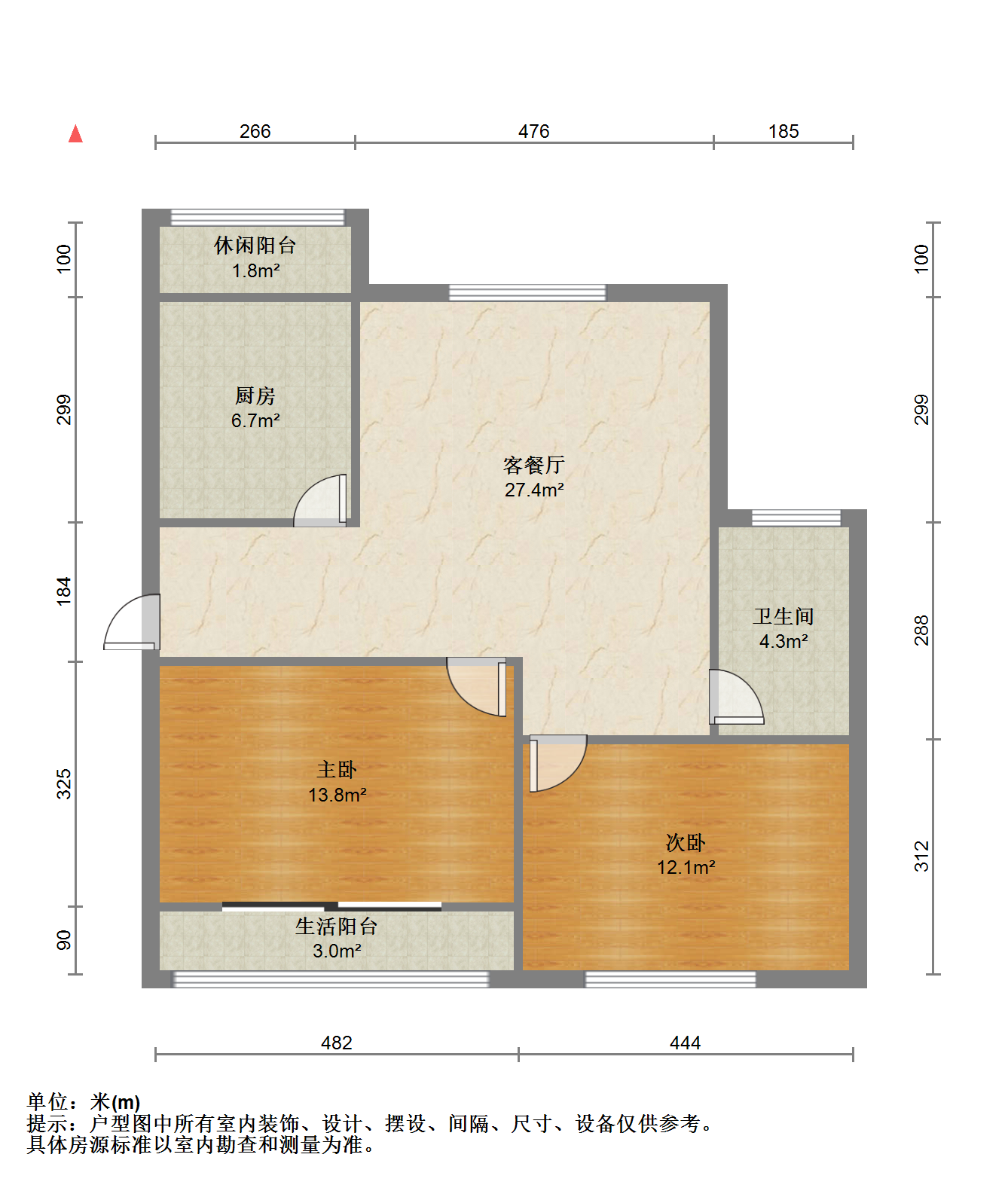 江景苑小区 2室1厅1卫 106.13m&sup2;