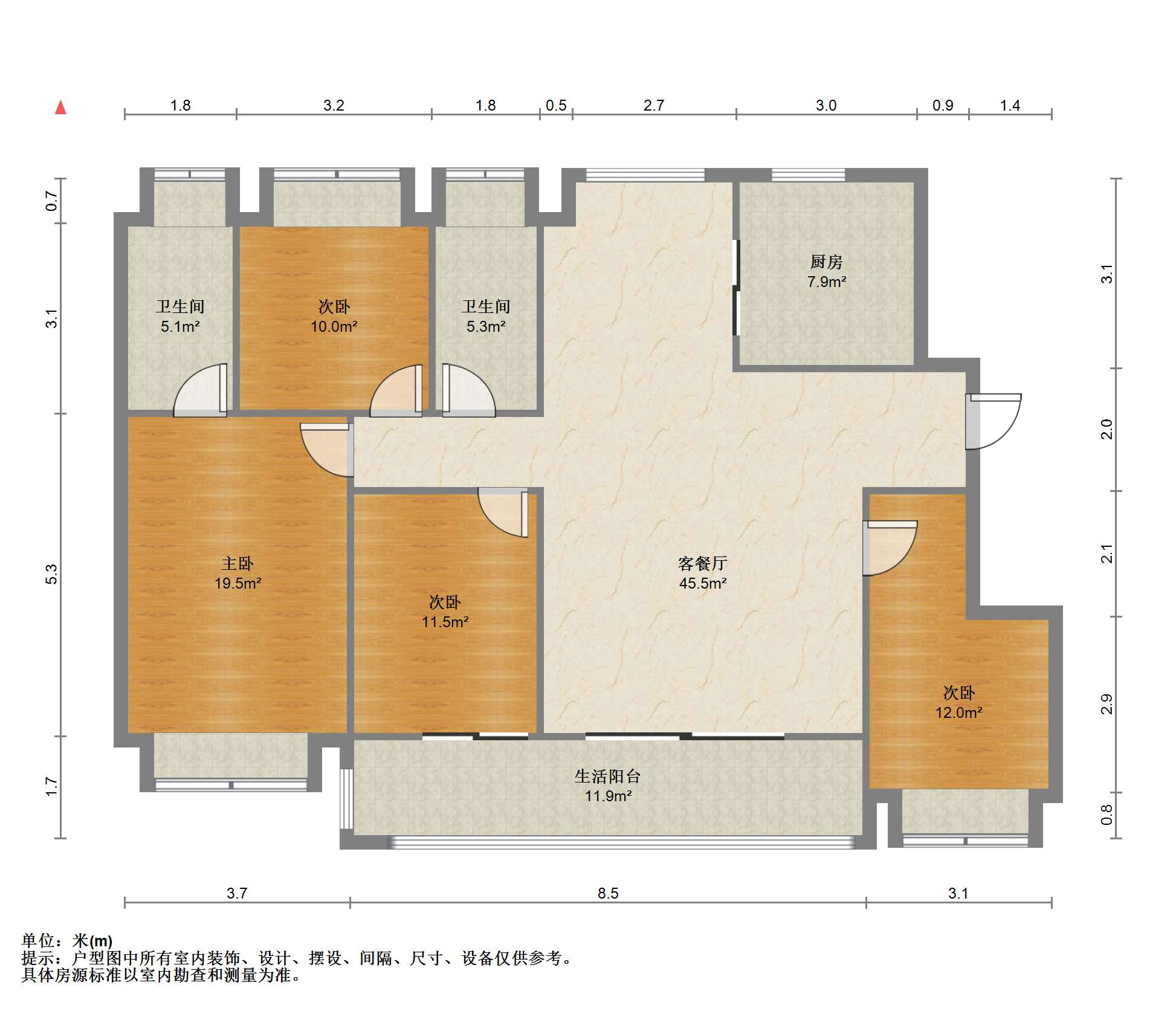卓越府 4室2厅2卫 144.92m&sup2;