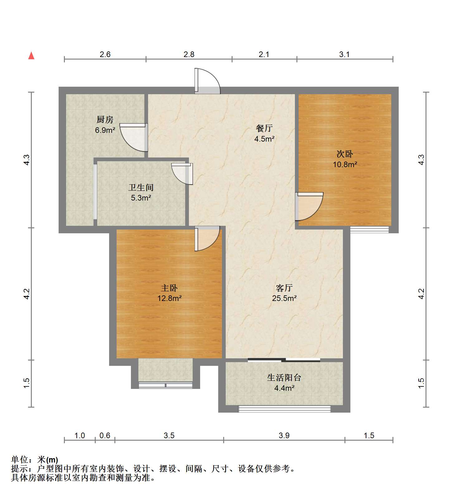优山美地花园北区 2室2厅1卫 89.9m²