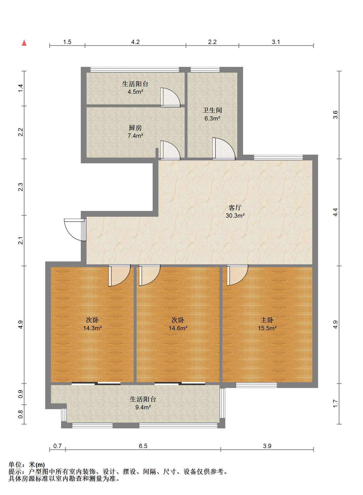 外滩花苑 3室2厅1卫 115m&sup2;