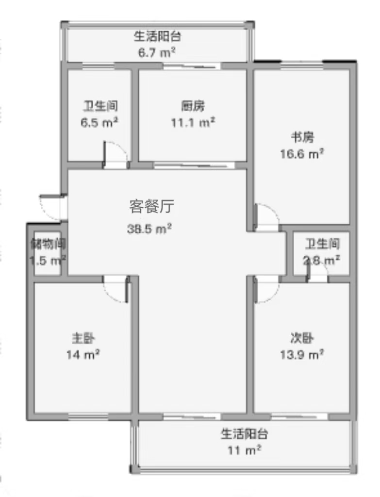 宏丰苑 3室2厅2卫 135m&sup2;
