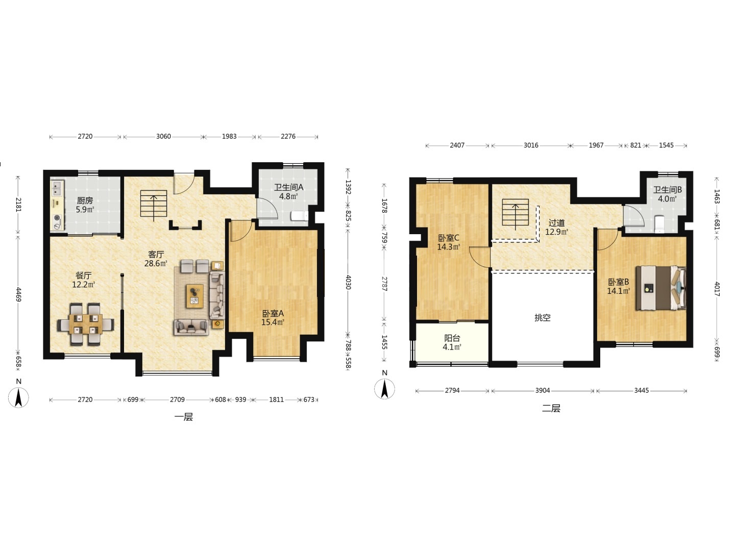 中南世纪花城二期 4室2厅2卫 155m&sup2;