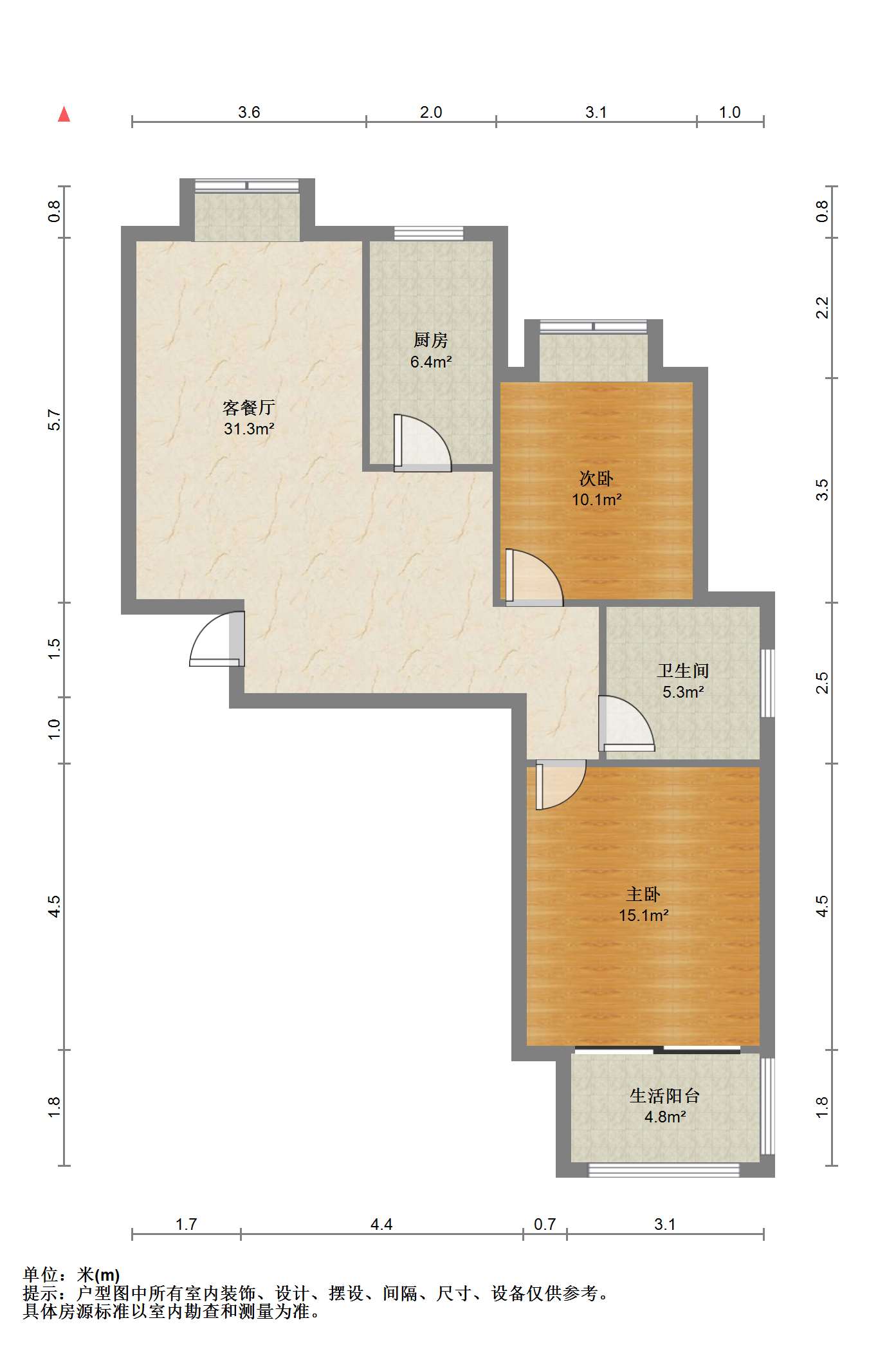 炜赋花苑 2室2厅1卫 91.71m&sup2;