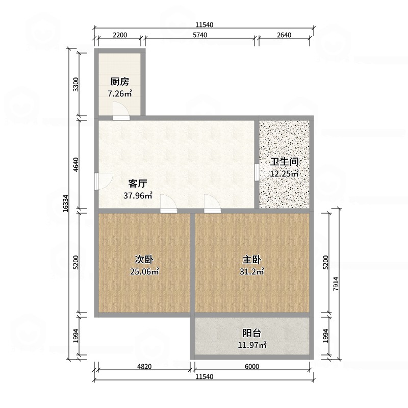 北郭北村 2室1厅1卫 67.2m&sup2;