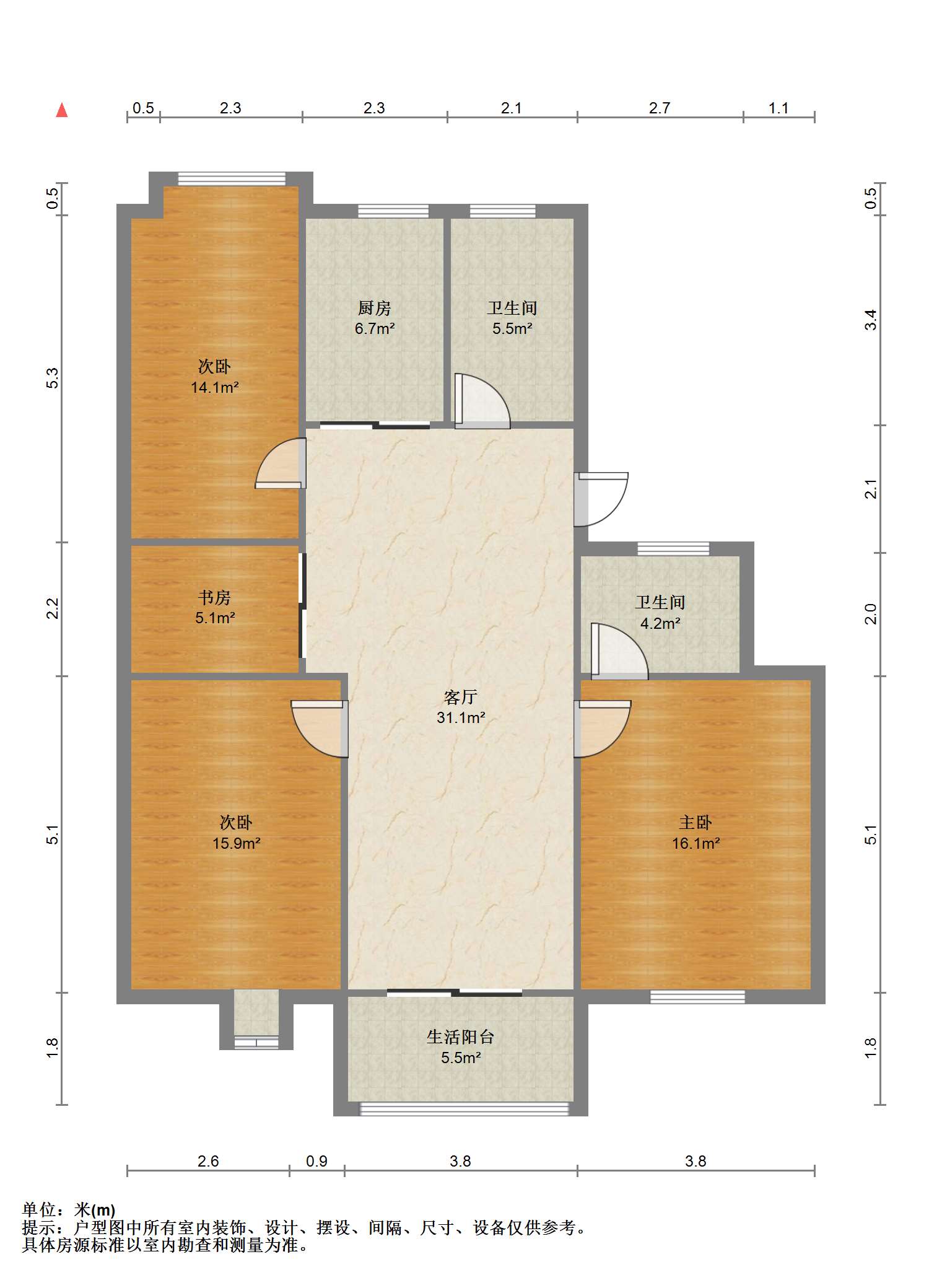 金和家园 3室2厅1卫 121.38m&sup2;