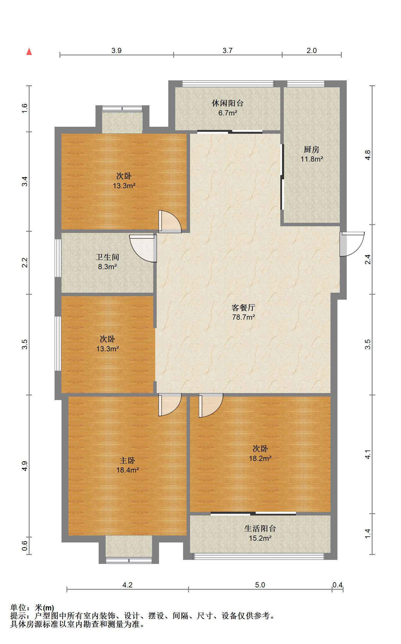 中南世纪城北区 3室2厅1卫 156.00m&sup2;