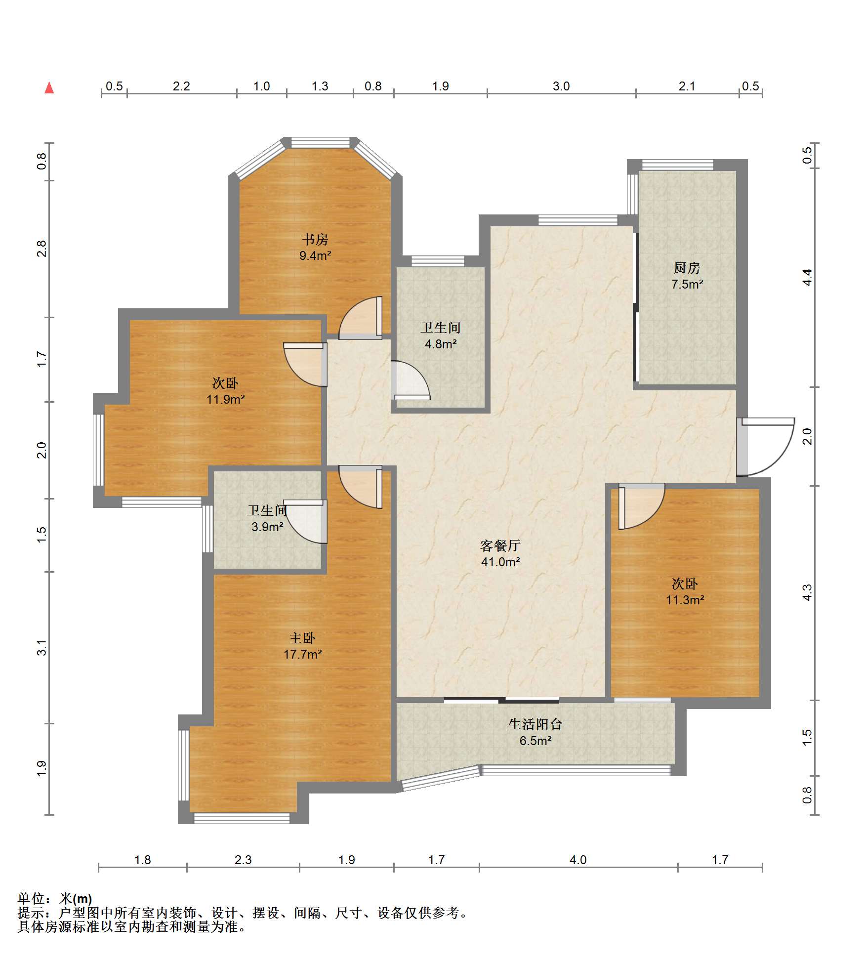 优山美地花园南区 3室2厅2卫 137.00m&sup2;