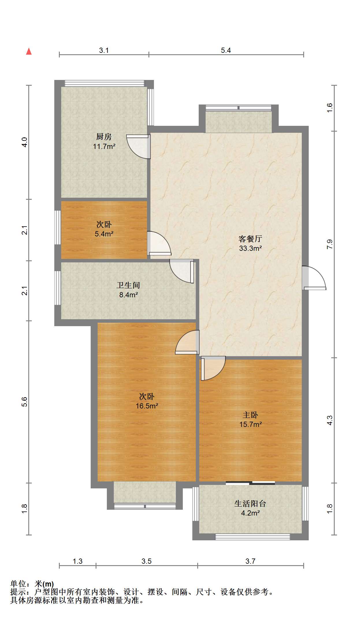 天虹花园 3室1厅1卫 100m&sup2;