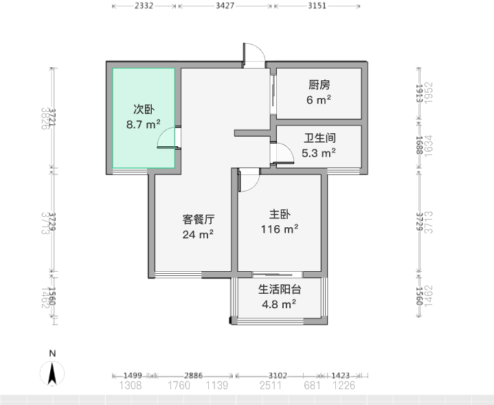炜赋花苑 2室1厅1卫 78.45m&sup2;