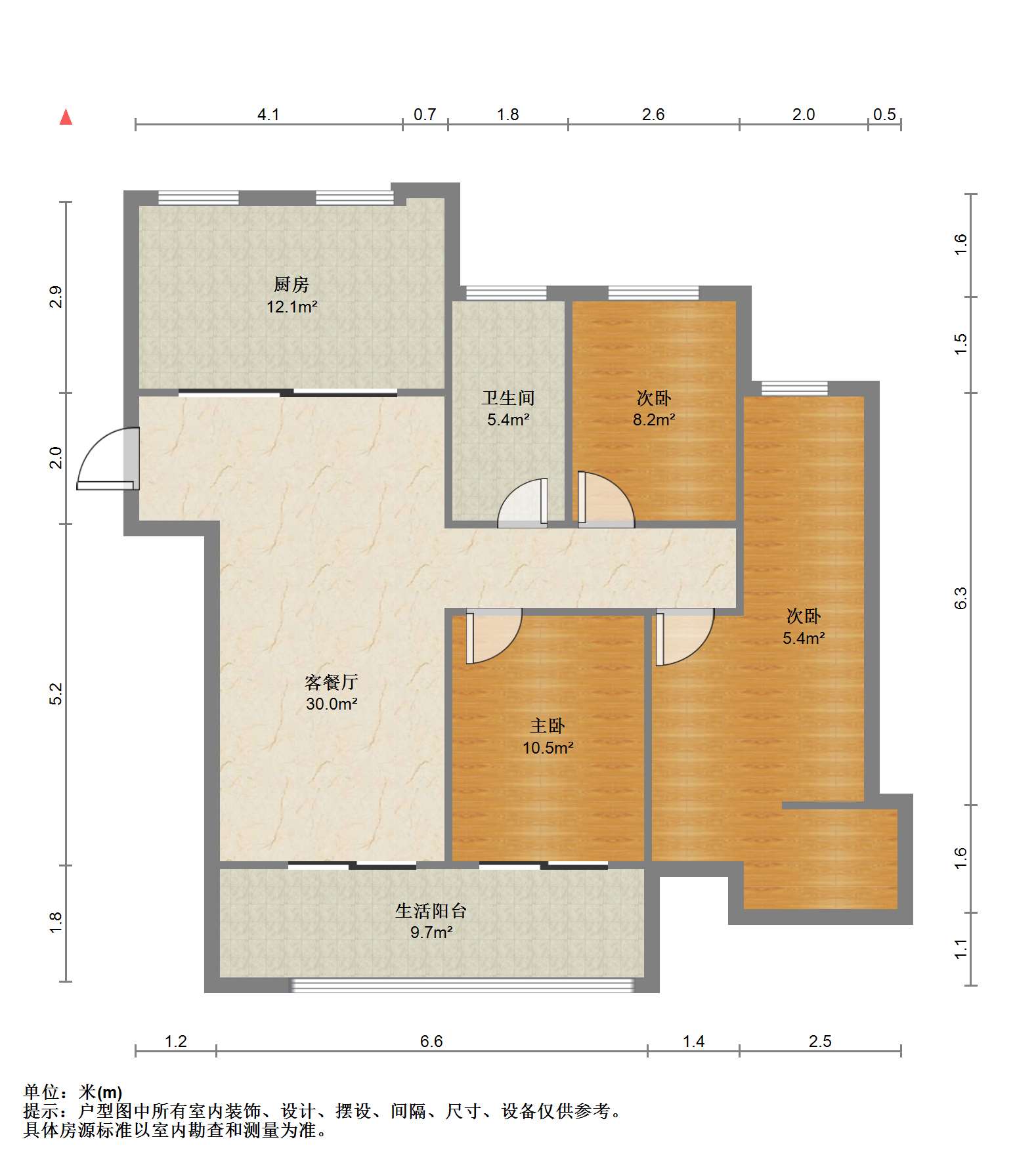 湖滨华庭 3室2厅1卫 116m&sup2;