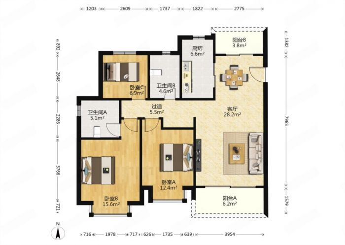 恒大御澜庭 3室1厅2卫 116.78m²