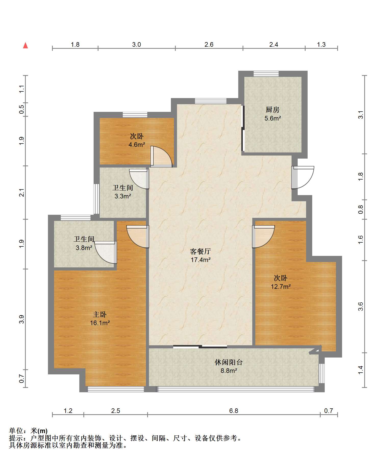 佳源都市 3室2厅2卫 114m&sup2;