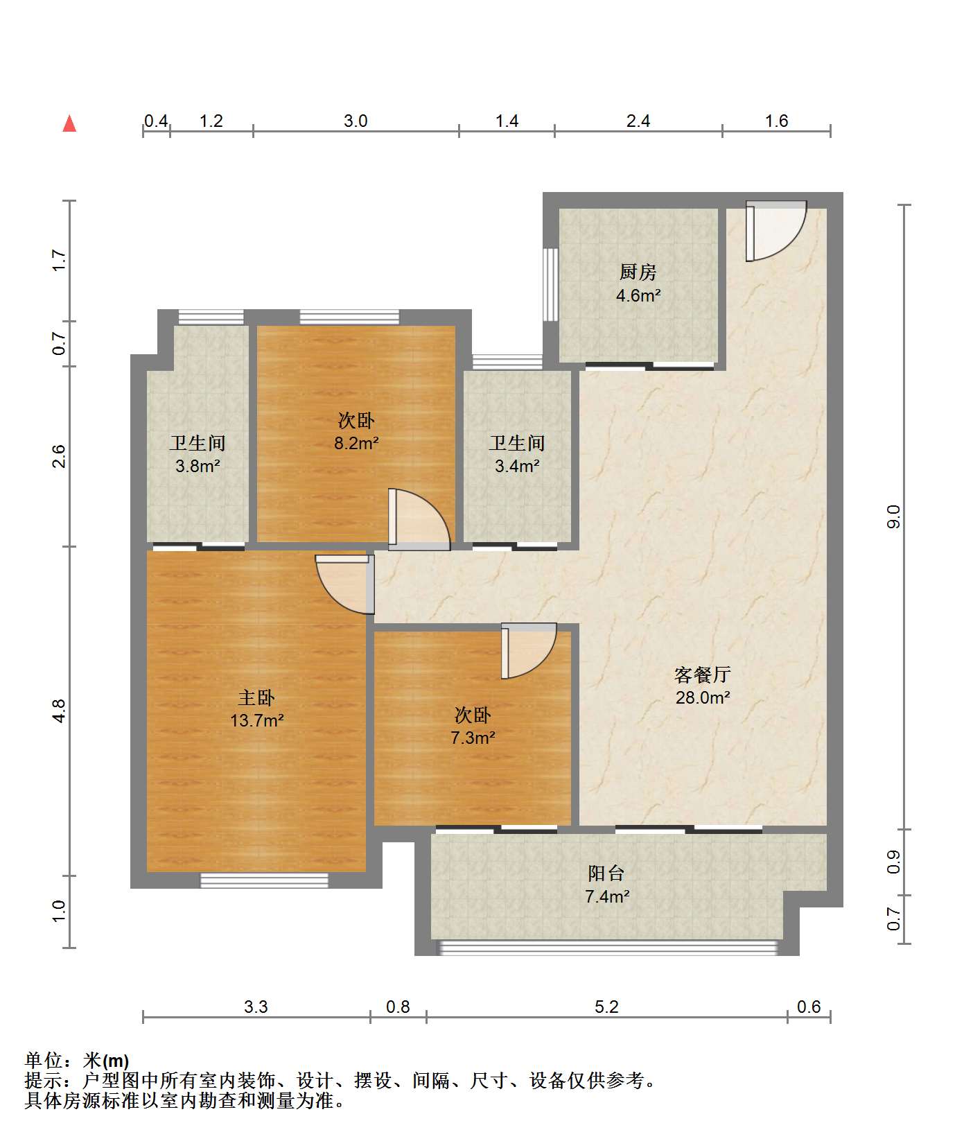 碧桂园世纪滨江 3室2厅2卫 120m&sup2;
