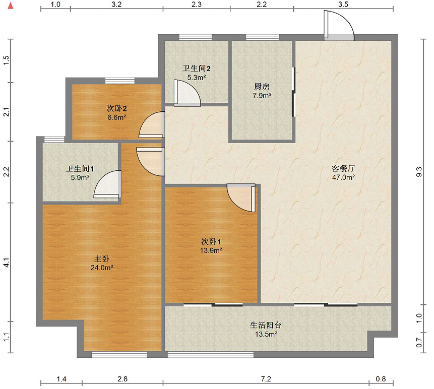 佳源都市 3室2厅2卫 113m&sup2;