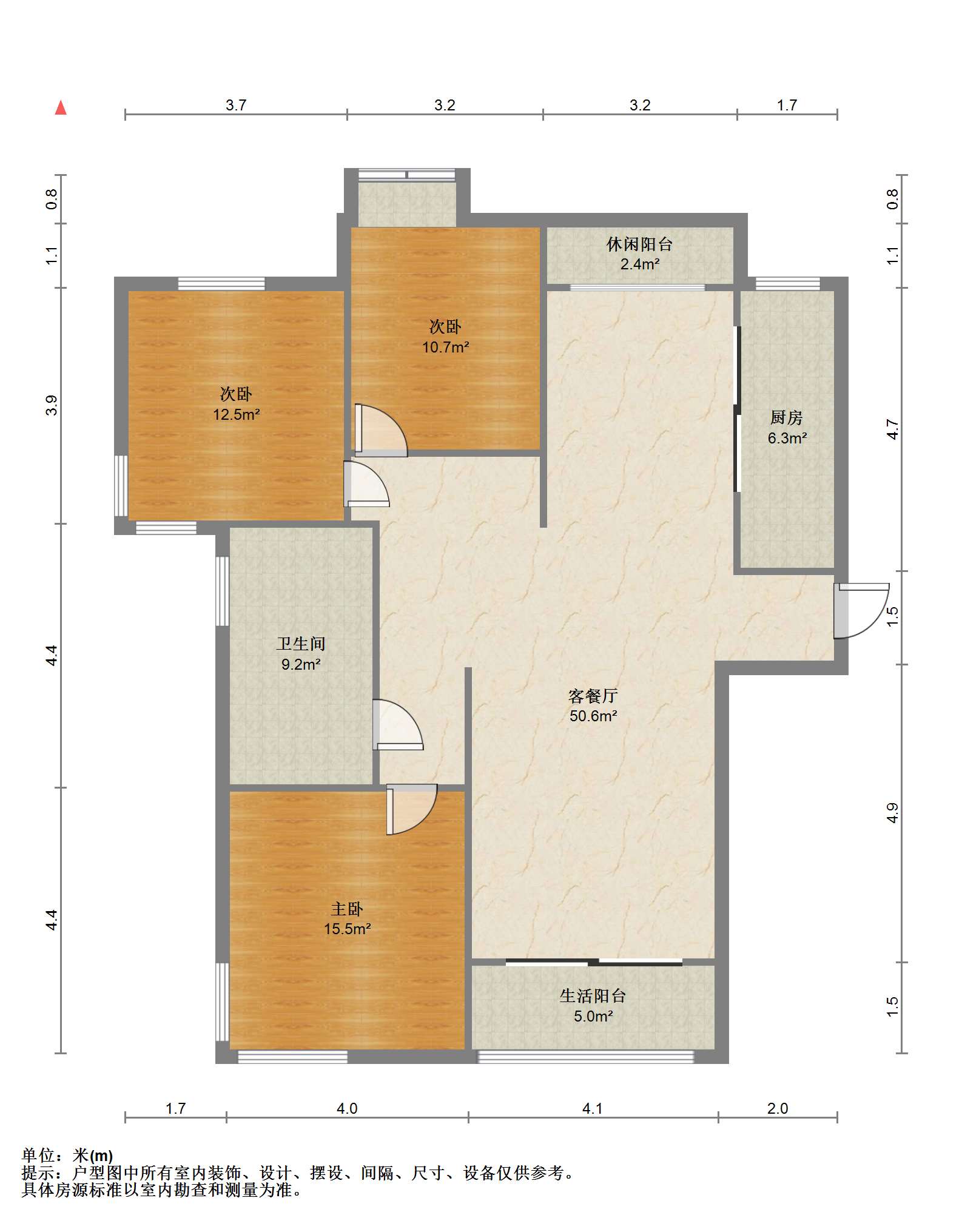 苏建学府雅居 3室2厅1卫 139.00m&sup2;