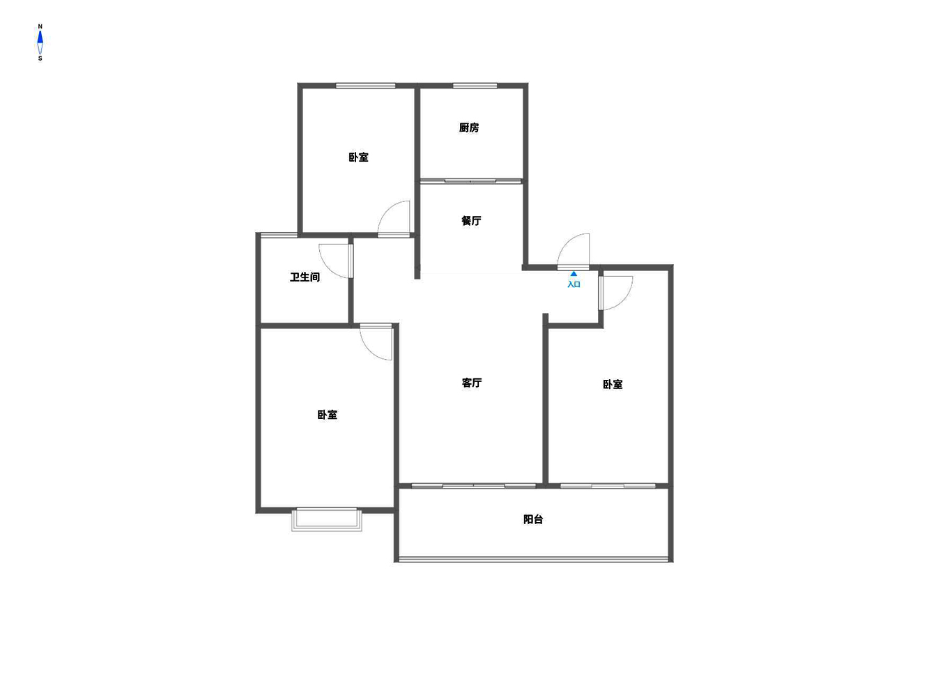 上悦城 3室2厅1卫 100m&sup2;